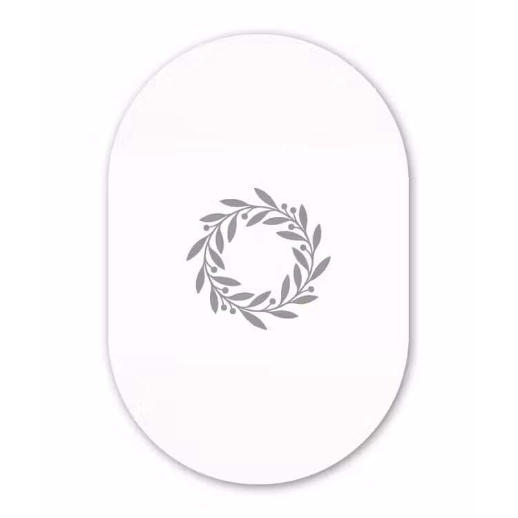 Muurovaal aluminium - Krans - Bladeren - Natuur - Minimalistisch - Grijs — 1
