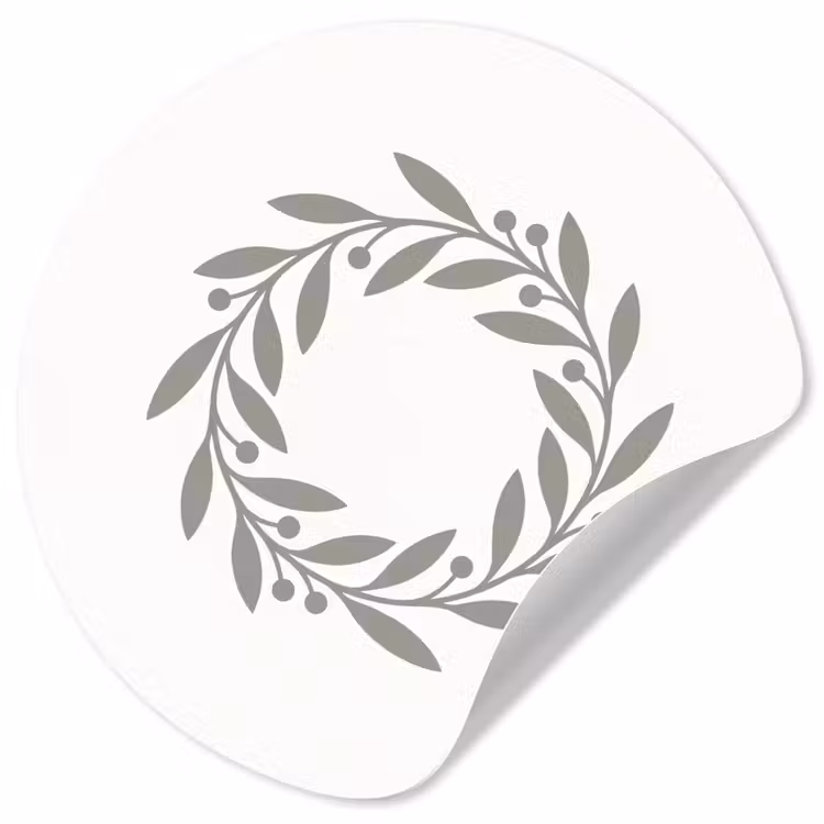 Behangcirkel - Krans - Bladeren - Natuur - Minimalistisch - Grijs — 1