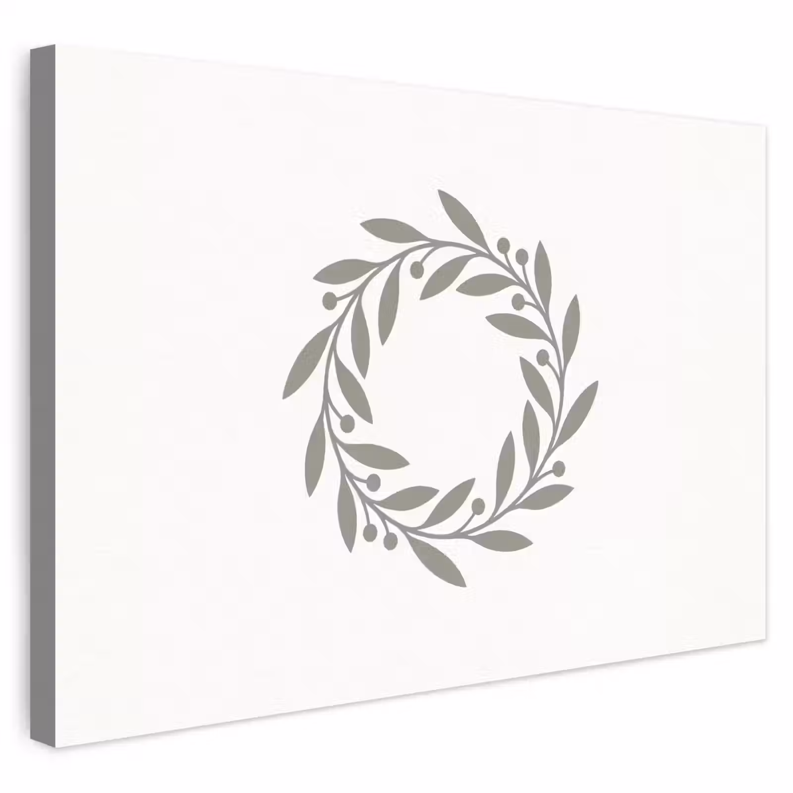Buiten canvas - Krans - Bladeren - Natuur - Minimalistisch - Grijs — 1