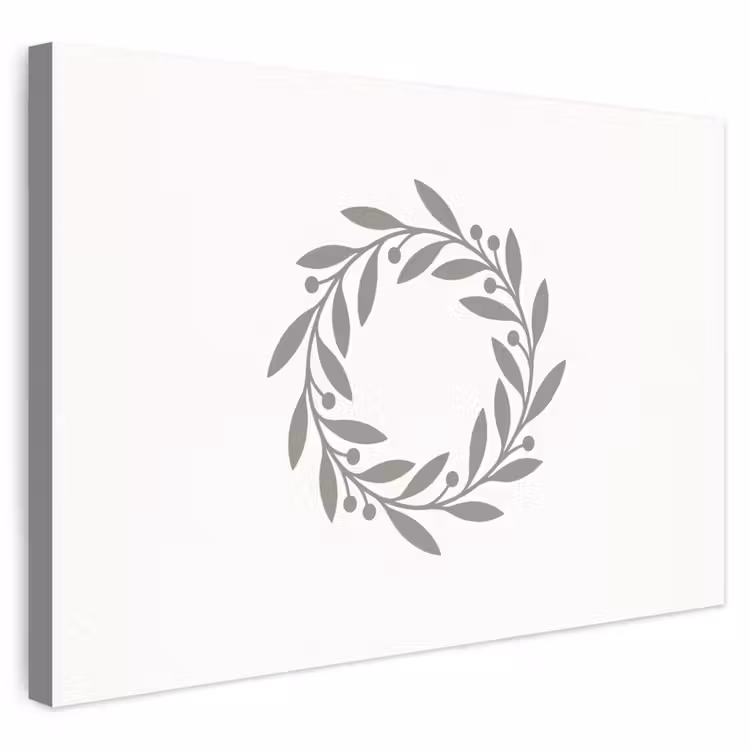 Buiten canvas - Krans - Bladeren - Natuur - Minimalistisch - Grijs — 1