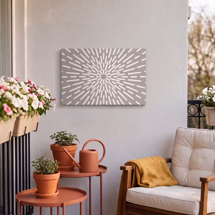 Buiten canvas - Patroon - Stralen - Abstract - Modern - Grijs — 3
