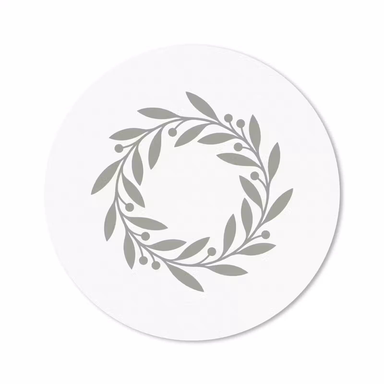 Muismat - Krans - Bladeren - Natuur - Minimalistisch - Grijs — 1