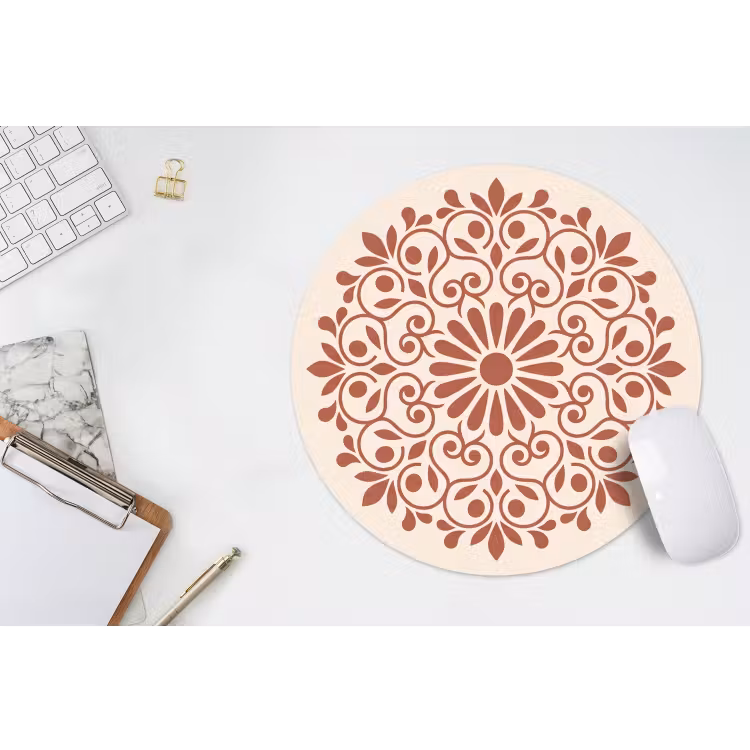 Muismat - Decoratie - Cirkel - Symmetrisch - Modern - Roodbruin — 2