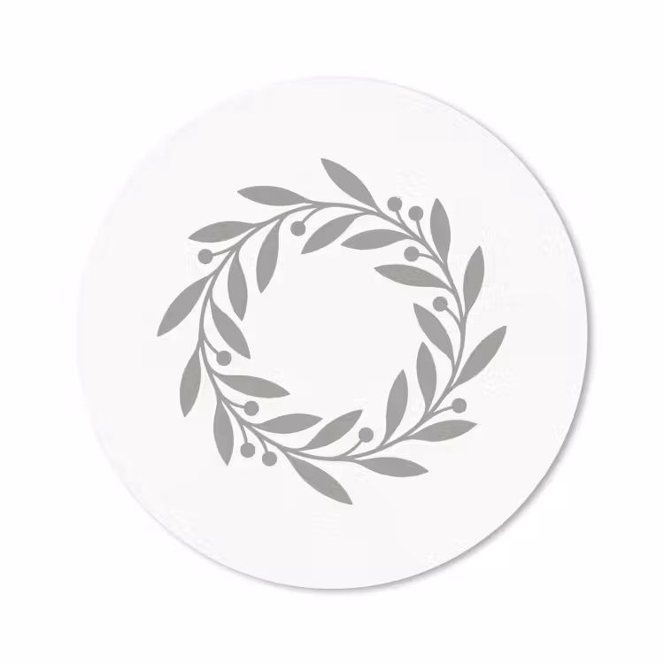 Muismat - Krans - Bladeren - Natuur - Minimalistisch - Grijs — 1