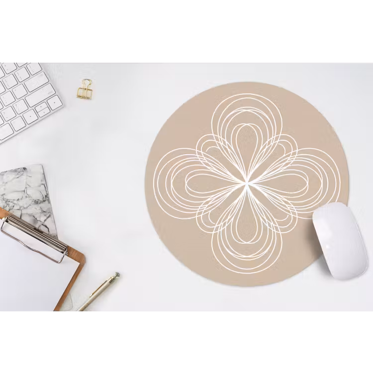 Muismat - Patroon - Lijnen - Abstract - Minimalistisch - Beige — 2