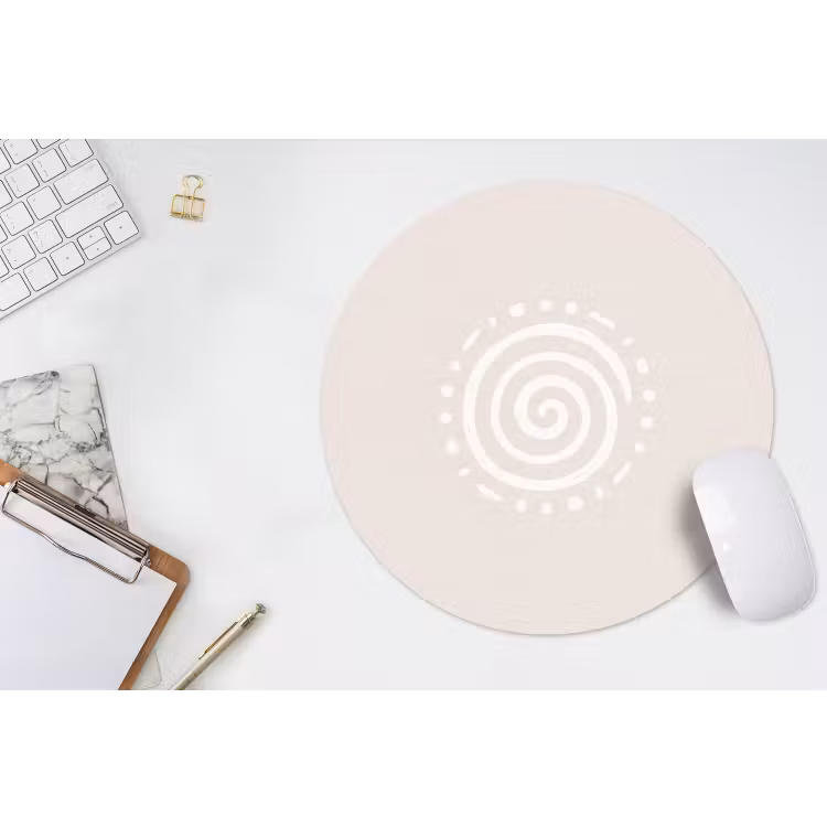 Muismat - Symbool - Spiraal - Abstract - Minimalistisch - Beige — 2