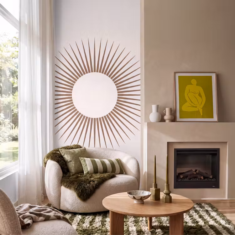 Behang - Abstract - Zon - Symbool - Modern - Beige — 1
