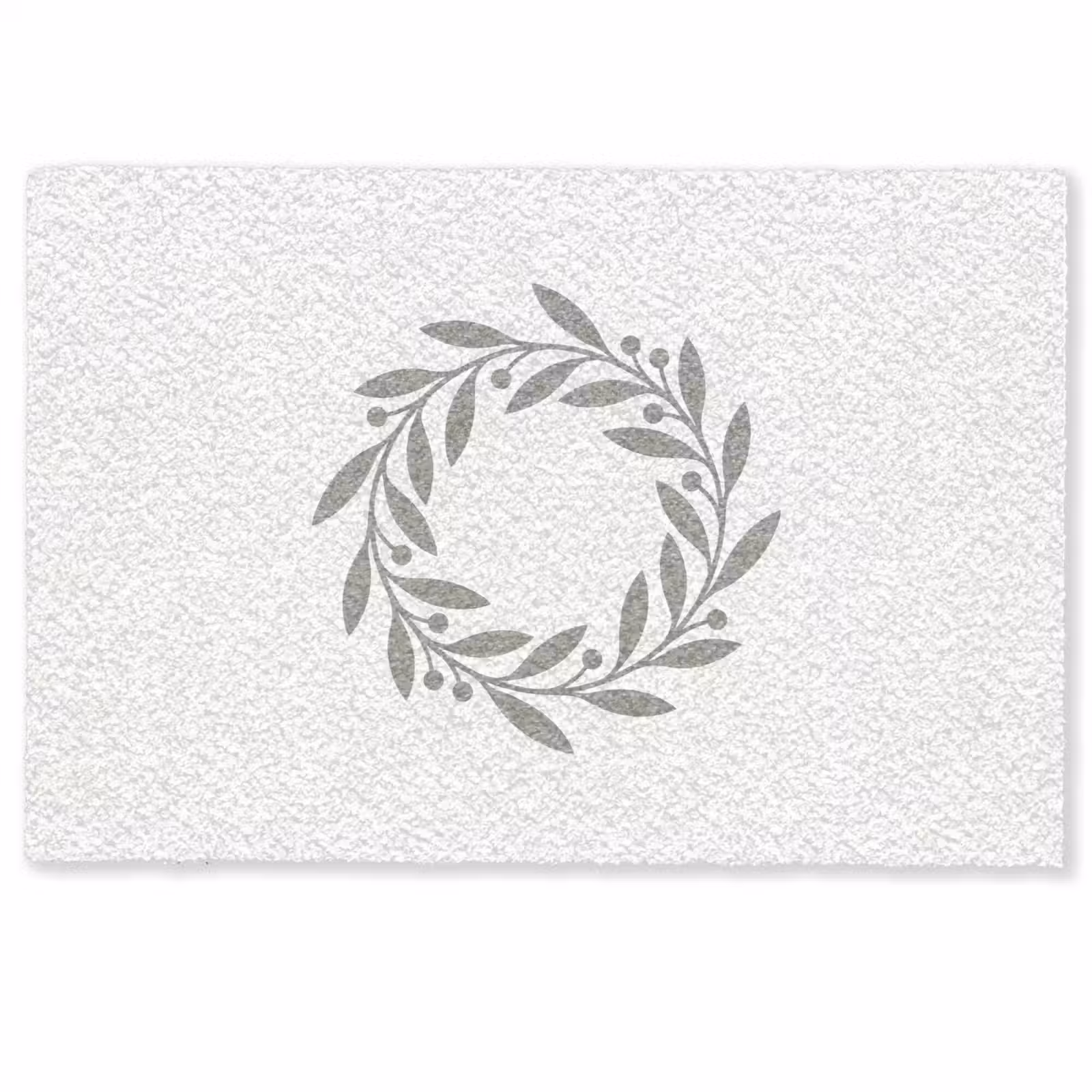 Deurmat - Krans - Bladeren - Natuur - Minimalistisch - Grijs — 1