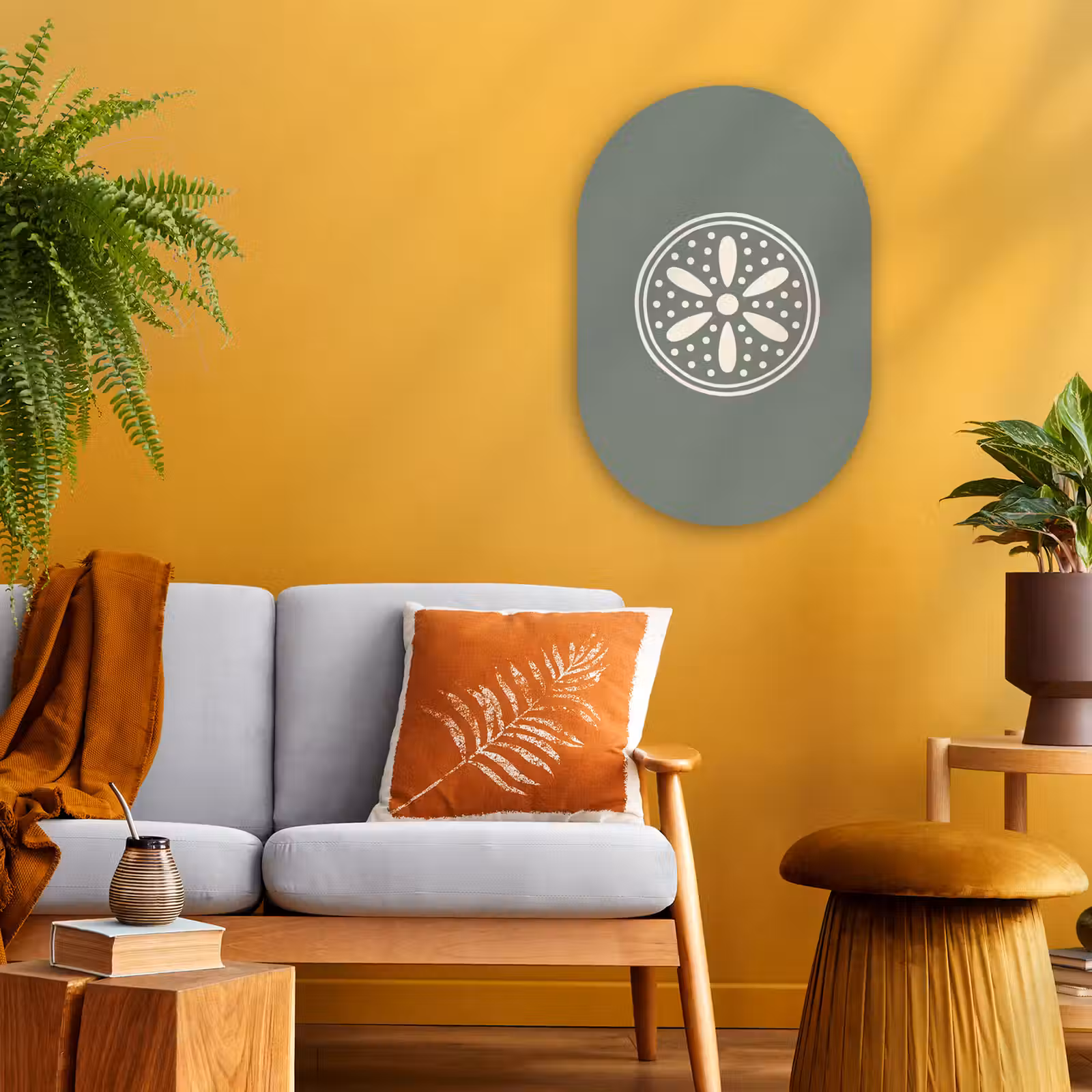 Muurovaal - Kunststof - Patroon - Cirkel - Abstract - Groen - Decoratie — 1