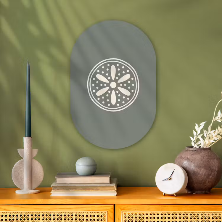 Muurovaal - Kunststof - Patroon - Cirkel - Abstract - Groen - Decoratie — 2