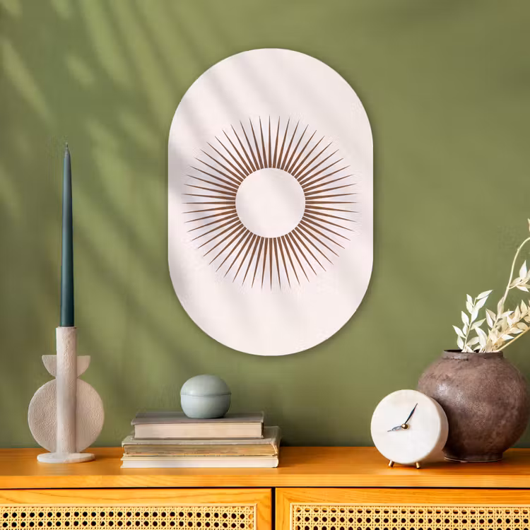 Muurovaal - Kunststof - Abstract - Zon - Symbool - Modern - Beige — 2