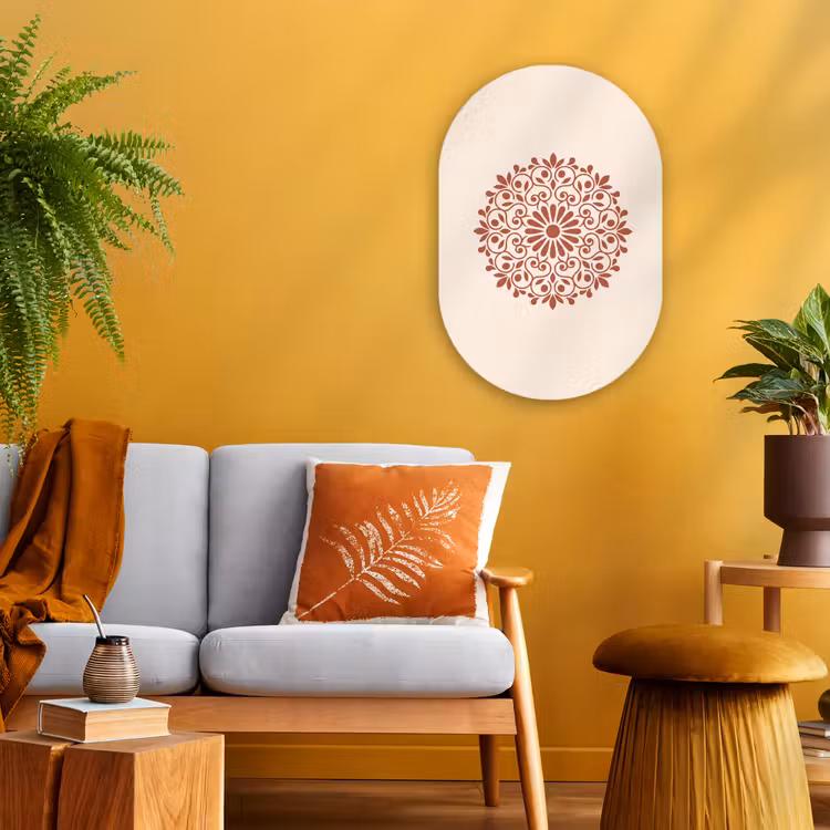 Muurovaal - Kunststof - Decoratie - Cirkel - Symmetrisch - Modern - Roodbruin — 1