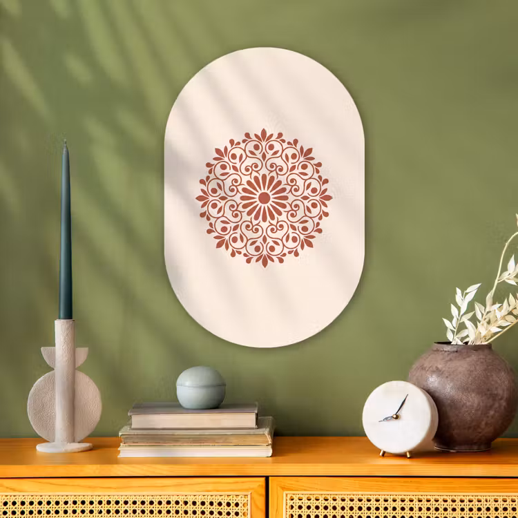 Muurovaal - Kunststof - Decoratie - Cirkel - Symmetrisch - Modern - Roodbruin — 2