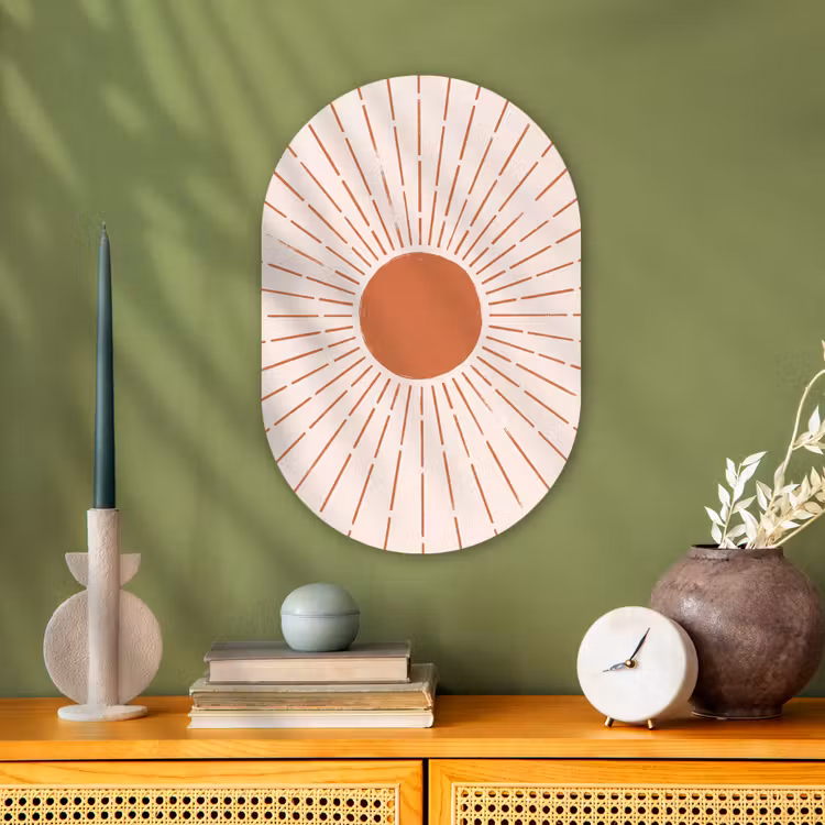 Muurovaal - Kunststof - Zon - Stralen - Abstract - Terracotta - Modern — 2