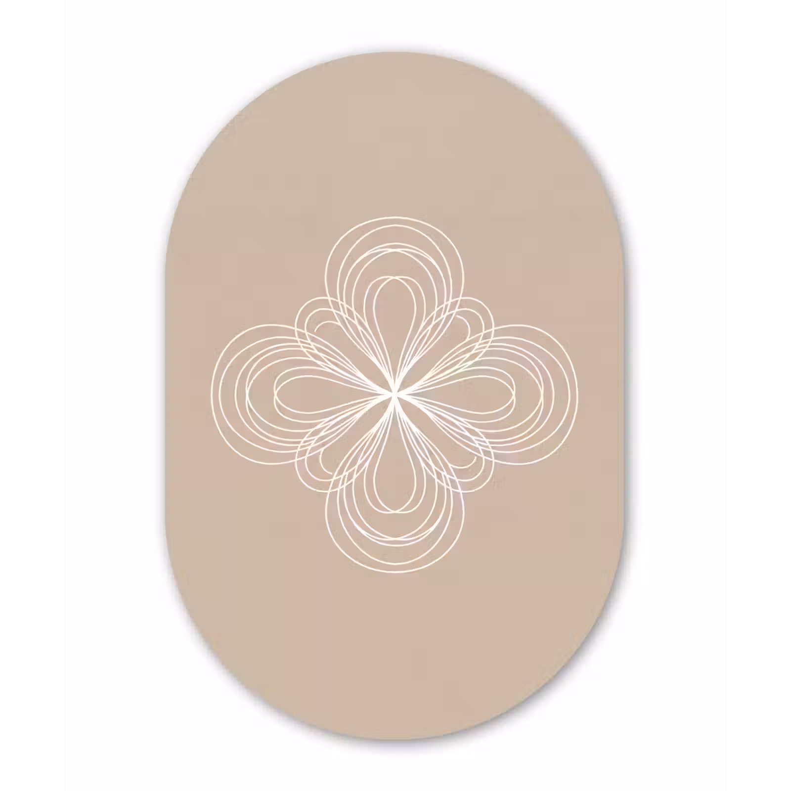 Muurovaal - Glas - Patroon - Lijnen - Abstract - Minimalistisch - Beige — 1