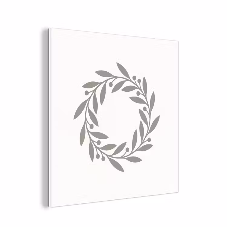 Forex - Krans - Bladeren - Natuur - Minimalistisch - Grijs — 1
