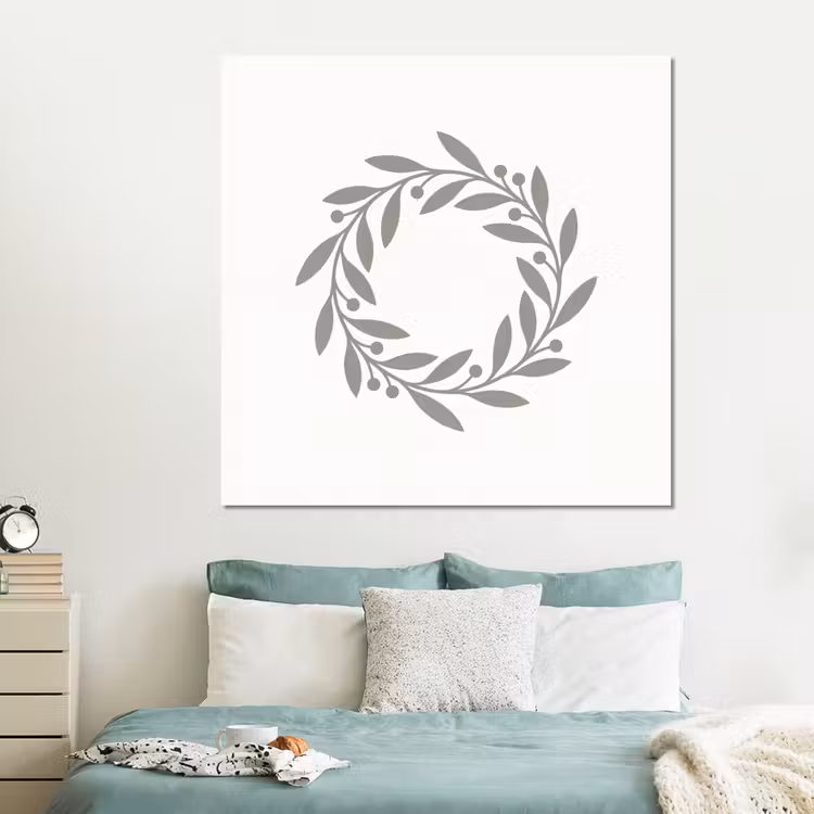 Forex - Krans - Bladeren - Natuur - Minimalistisch - Grijs — 2