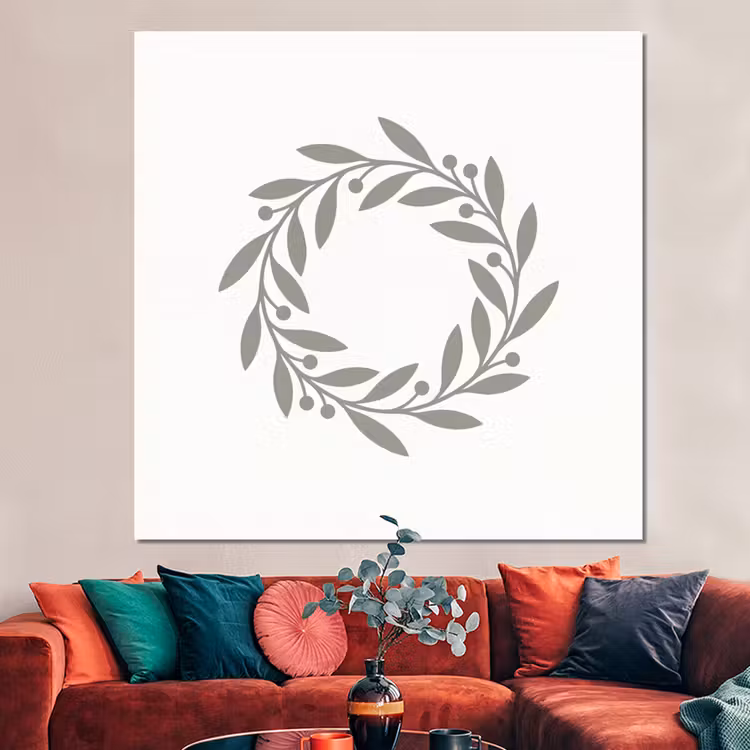 Forex - Krans - Bladeren - Natuur - Minimalistisch - Grijs — 3