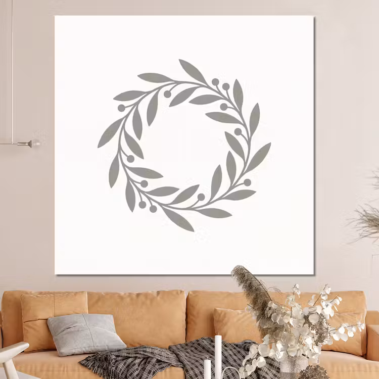 Forex - Krans - Bladeren - Natuur - Minimalistisch - Grijs — 4