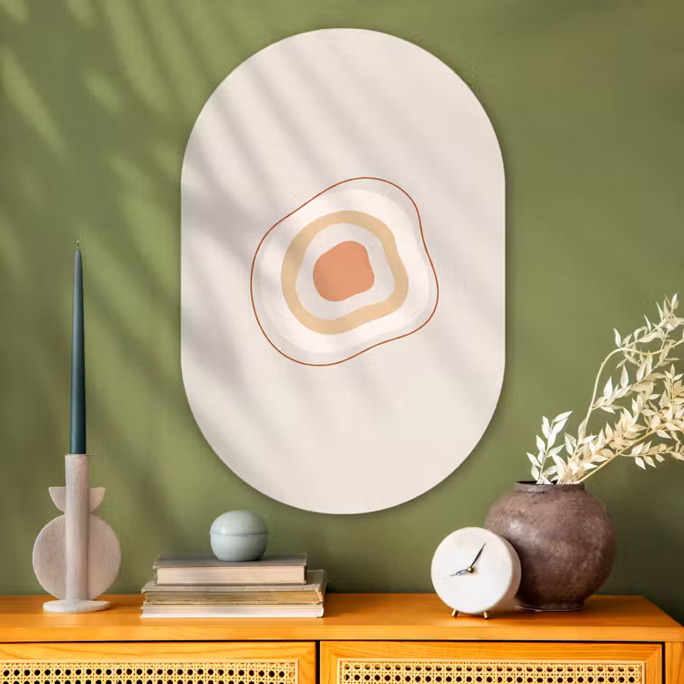 Muurovaal - Glas - Abstract - Organisch - Modern - Beige - Kunst — 2