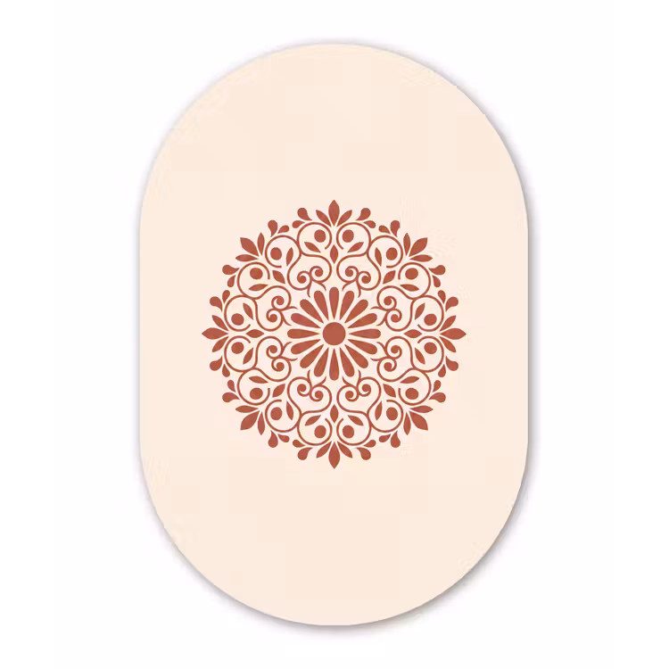 Muurovaal - Glas - Decoratie - Cirkel - Symmetrisch - Modern - Roodbruin — 1