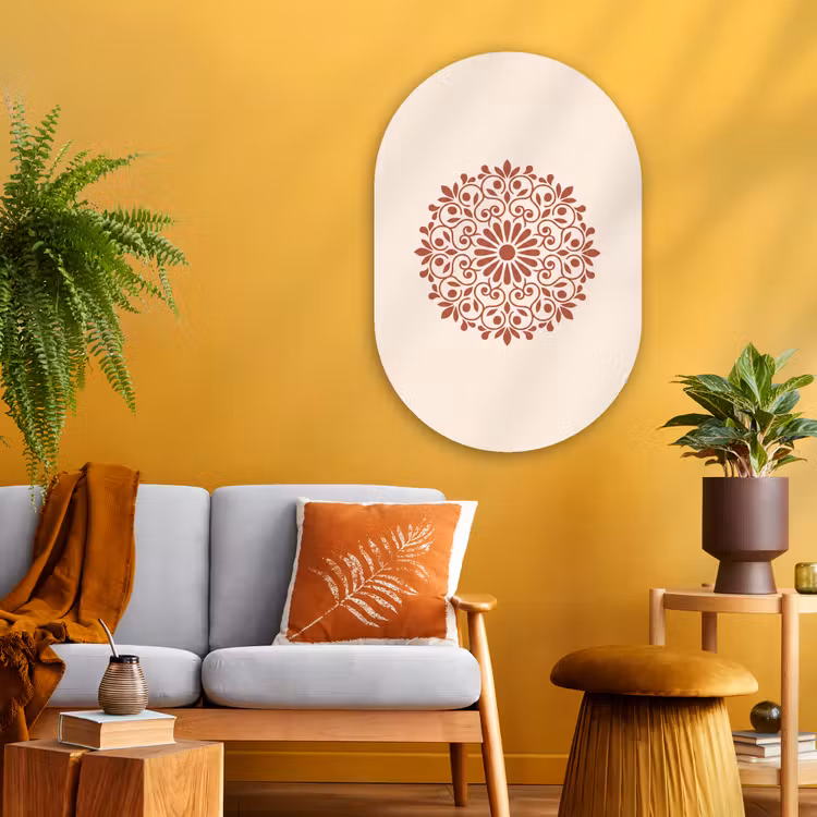 Muurovaal - Glas - Decoratie - Cirkel - Symmetrisch - Modern - Roodbruin — 3