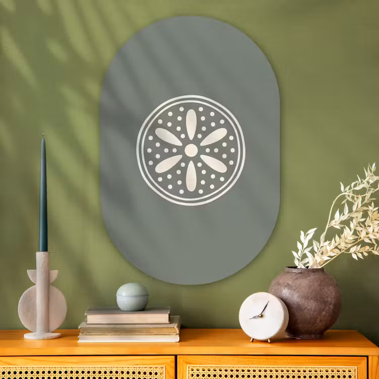 Muurovaal - Glas - Patroon - Cirkel - Abstract - Groen - Decoratie — 2