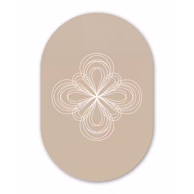 Muurovaal - Glas - Patroon - Lijnen - Abstract - Minimalistisch - Beige — 1