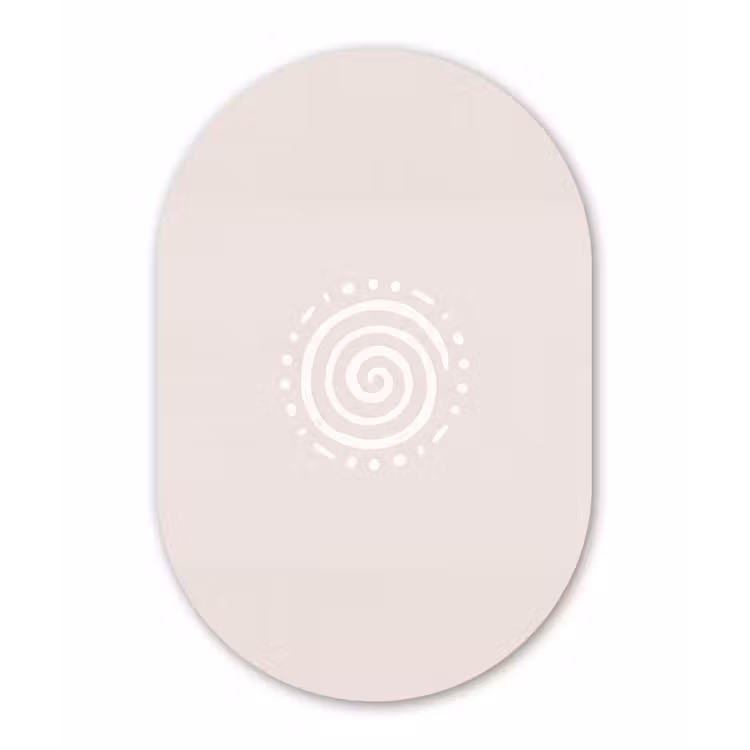 Muurovaal - Glas - Symbool - Spiraal - Abstract - Minimalistisch - Beige — 1