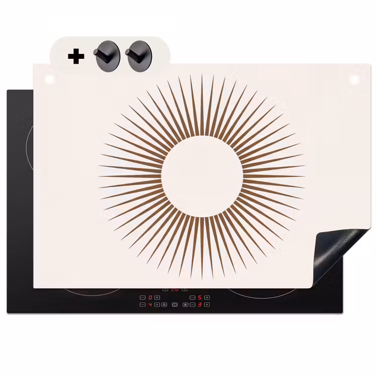 Inductie beschermer en spatscherm (2in1) - Abstract - Zon - Symbool - Modern - Beige — 1