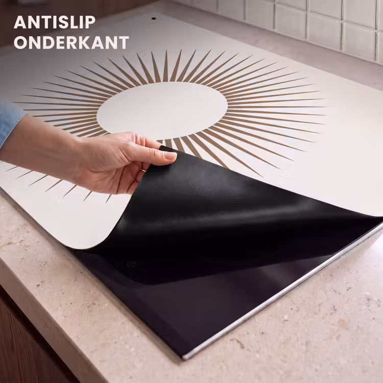 Inductie beschermer en spatscherm (2in1) - Abstract - Zon - Symbool - Modern - Beige — 4