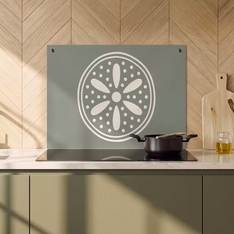 Inductie beschermer en spatscherm (2in1) - Patroon - Cirkel - Abstract - Groen - Decoratie — 2