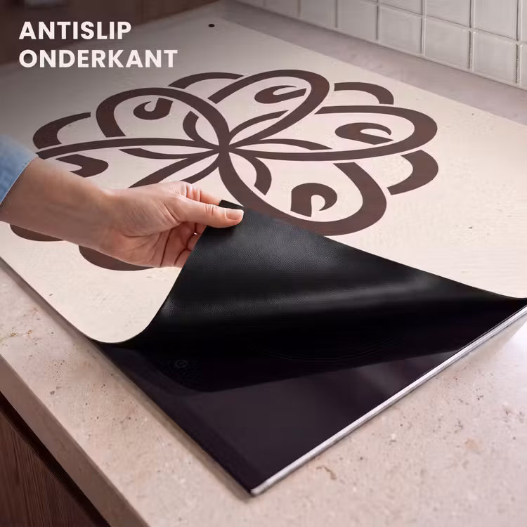 Inductie beschermer en spatscherm (2in1) - Patroon - Knoop - Abstract - Modern - Bruin — 4