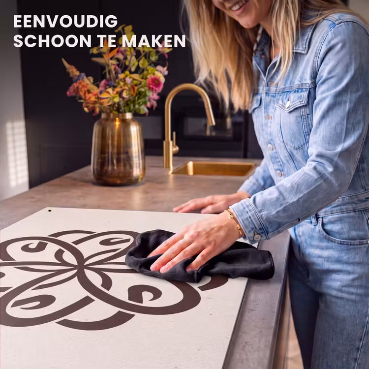 Inductie beschermer en spatscherm (2in1) - Patroon - Knoop - Abstract - Modern - Bruin — 5