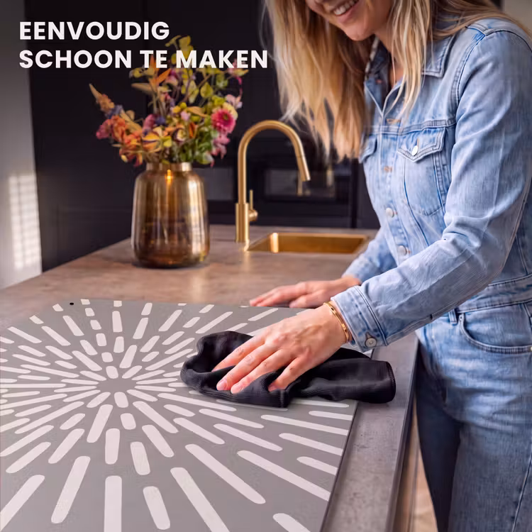 Inductie beschermer en spatscherm (2in1) - Patroon - Stralen - Abstract - Modern - Grijs — 5