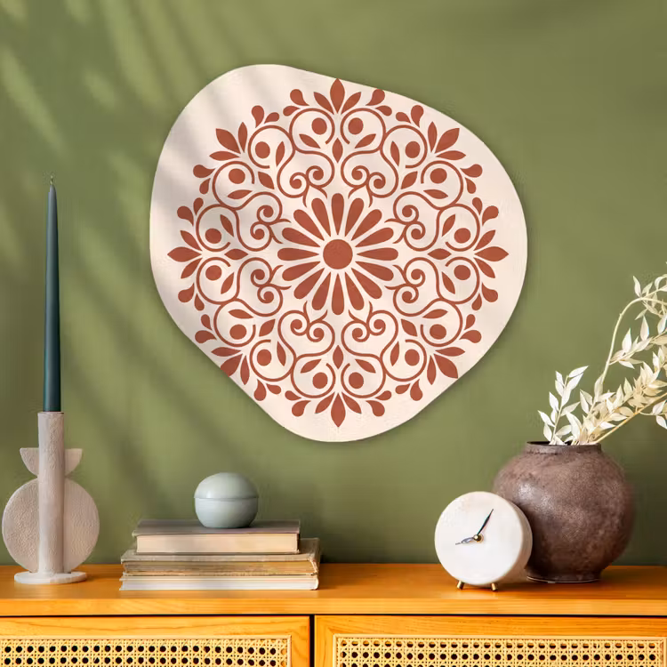 Organisch schilderij - Glas - Decoratie - Cirkel - Symmetrisch - Modern - Roodbruin — 2