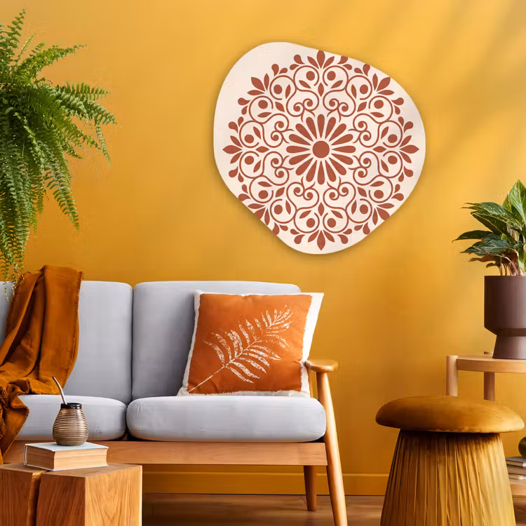 Organisch schilderij - Glas - Decoratie - Cirkel - Symmetrisch - Modern - Roodbruin — 3
