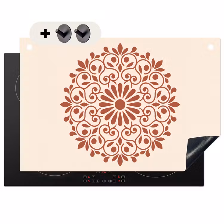 Inductie beschermer en spatscherm (2in1) - Decoratie - Cirkel - Symmetrisch - Modern - Roodbruin — 1