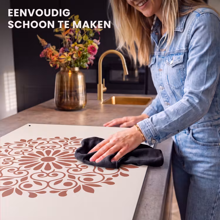 Inductie beschermer en spatscherm (2in1) - Decoratie - Cirkel - Symmetrisch - Modern - Roodbruin — 5