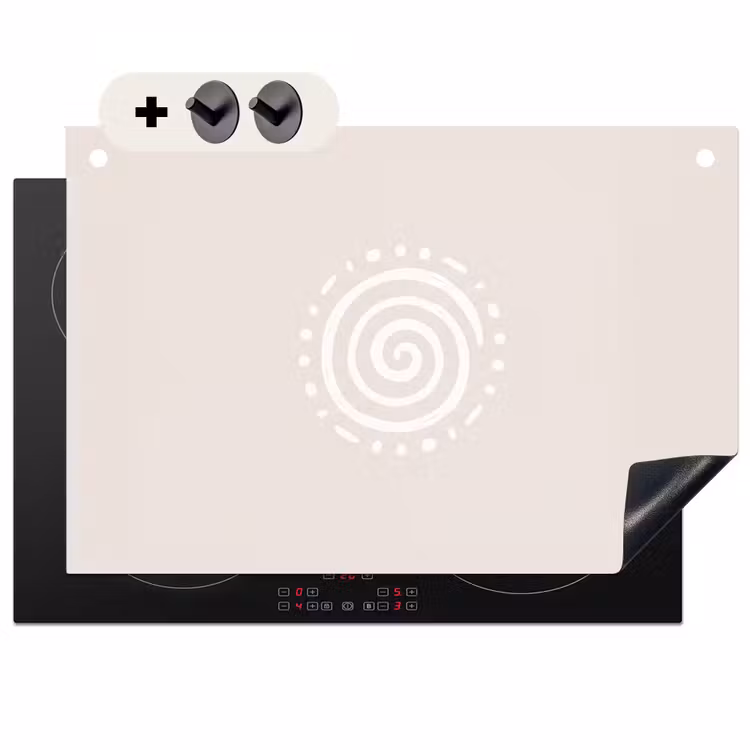 Inductie beschermer en spatscherm (2in1) - Symbool - Spiraal - Abstract - Minimalistisch - Beige — 1