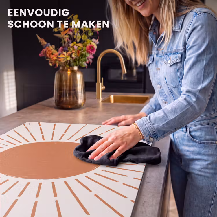 Inductie beschermer en spatscherm (2in1) - Zon - Stralen - Abstract - Terracotta - Modern — 5