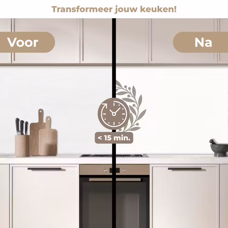 Keuken achterwand - Krans - Bladeren - Natuur - Minimalistisch - Grijs — 2