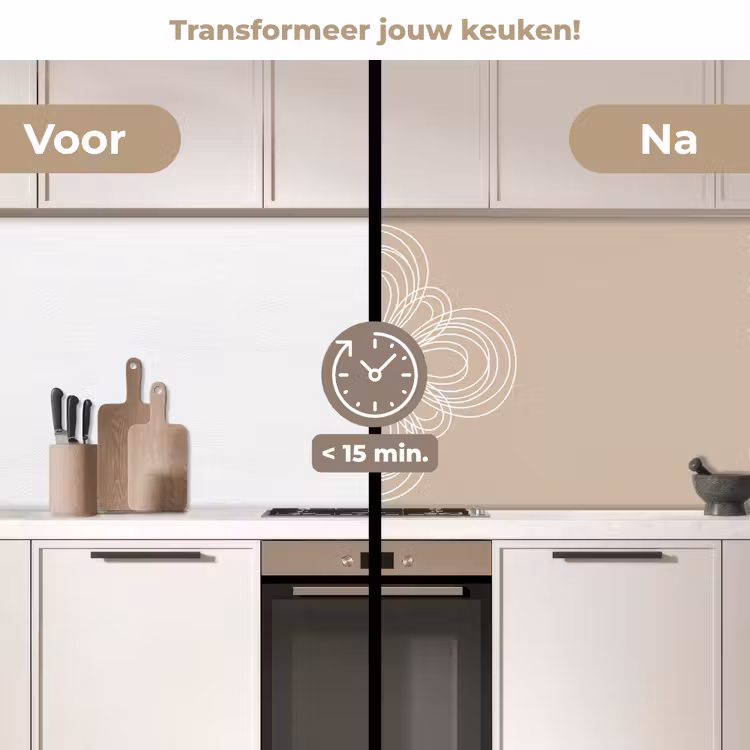 Keuken achterwand - Patroon - Lijnen - Abstract - Minimalistisch - Beige — 2