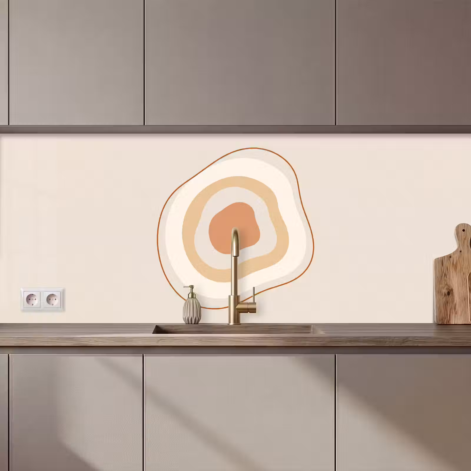 Keuken achterwand - Abstract - Organisch - Modern - Beige - Kunst — 1