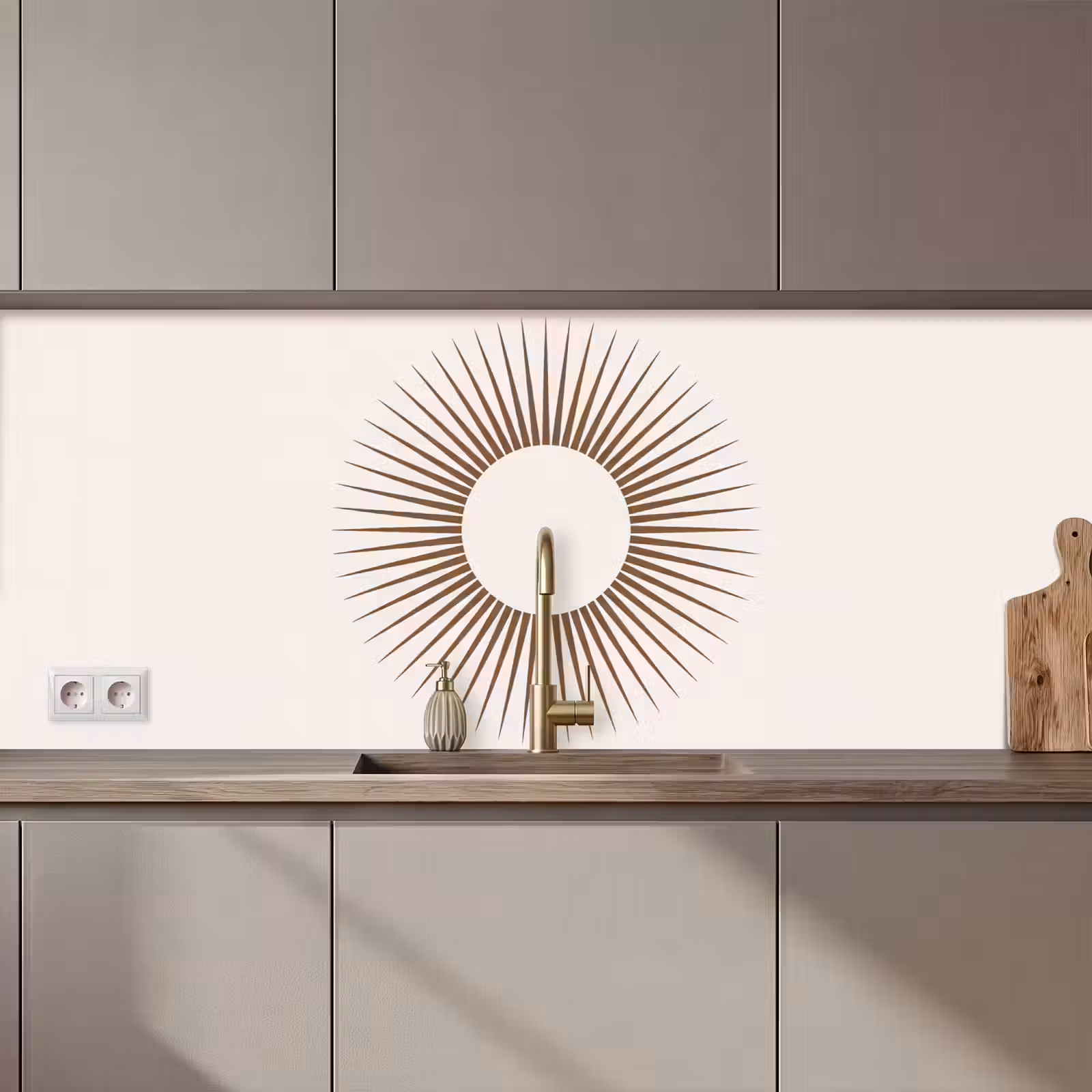 Keuken achterwand - Abstract - Zon - Symbool - Modern - Beige — 1