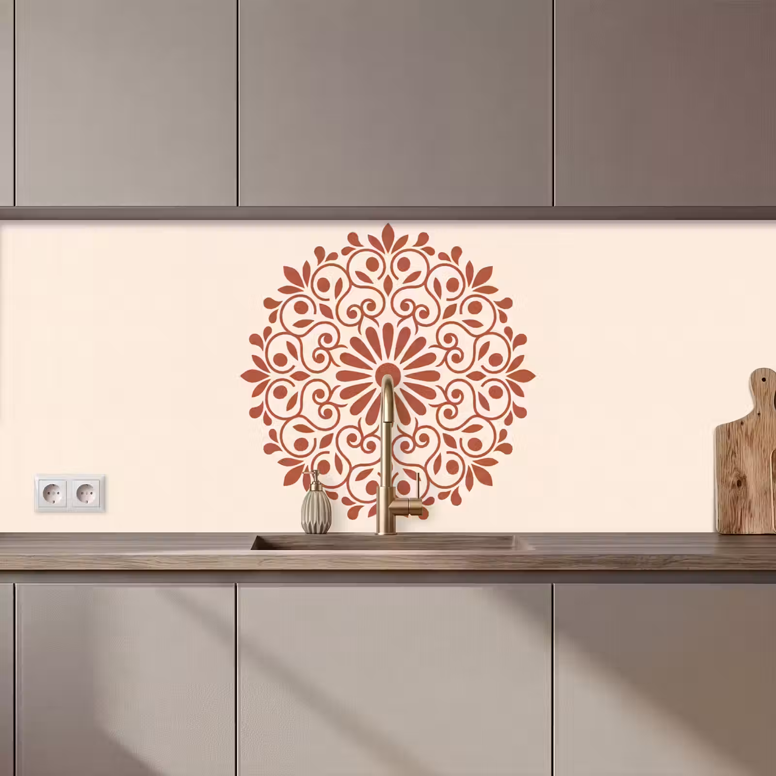 Keuken achterwand - Decoratie - Cirkel - Symmetrisch - Modern - Roodbruin — 1