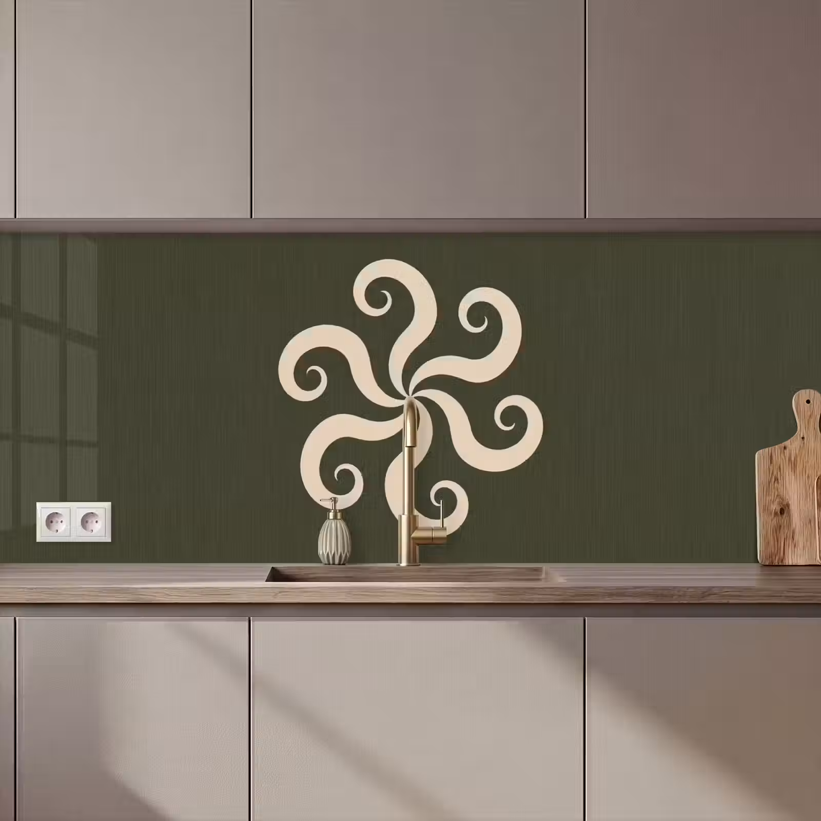 Keuken achterwand - Patroon - Spiraal - Abstract - Modern - Groen — 1