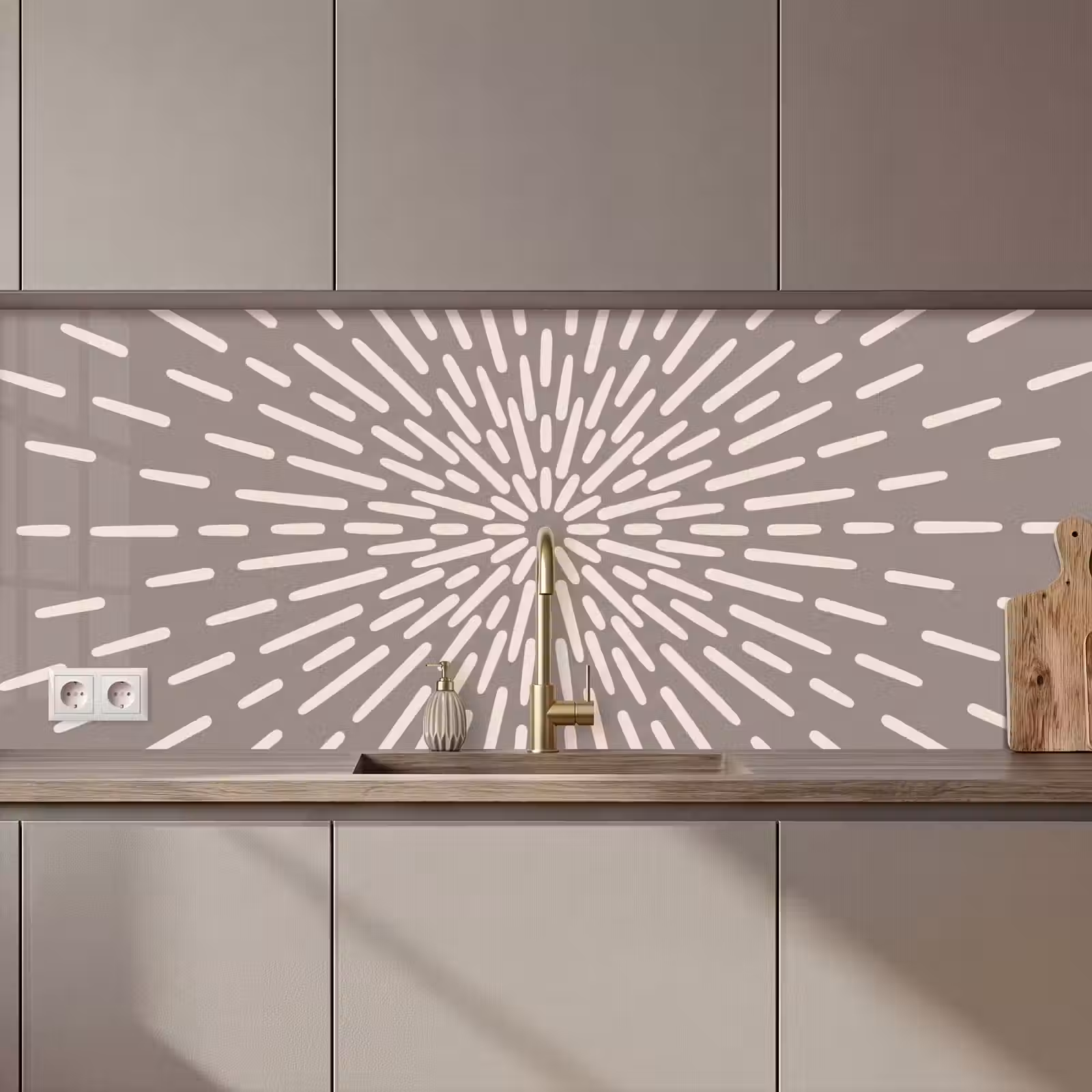 Keuken achterwand - Patroon - Stralen - Abstract - Modern - Grijs — 1