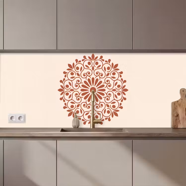 Keuken achterwand - Decoratie - Cirkel - Symmetrisch - Modern - Roodbruin — 1
