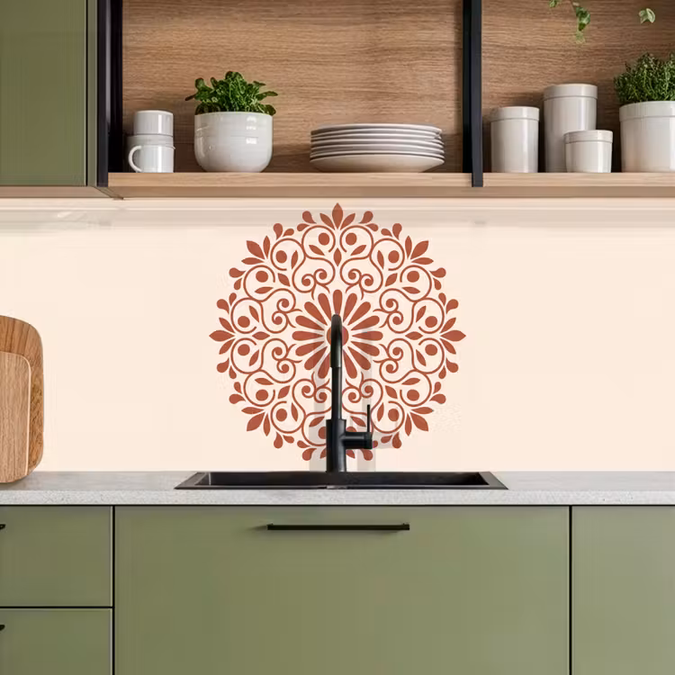 Keuken achterwand - Decoratie - Cirkel - Symmetrisch - Modern - Roodbruin — 5